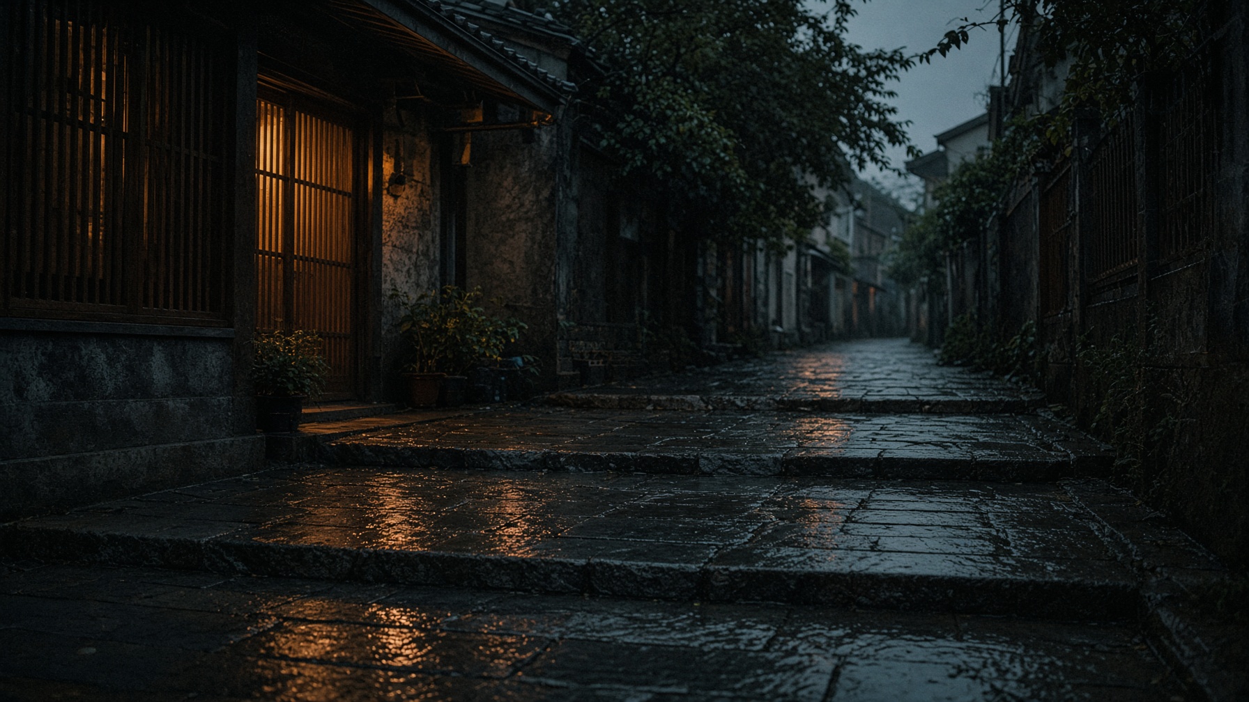 雨后石阶